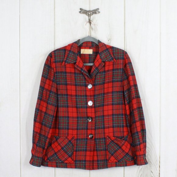 Pendleton Tops - PENDLETON Plaid Woven Wool Button Shirt Size 14